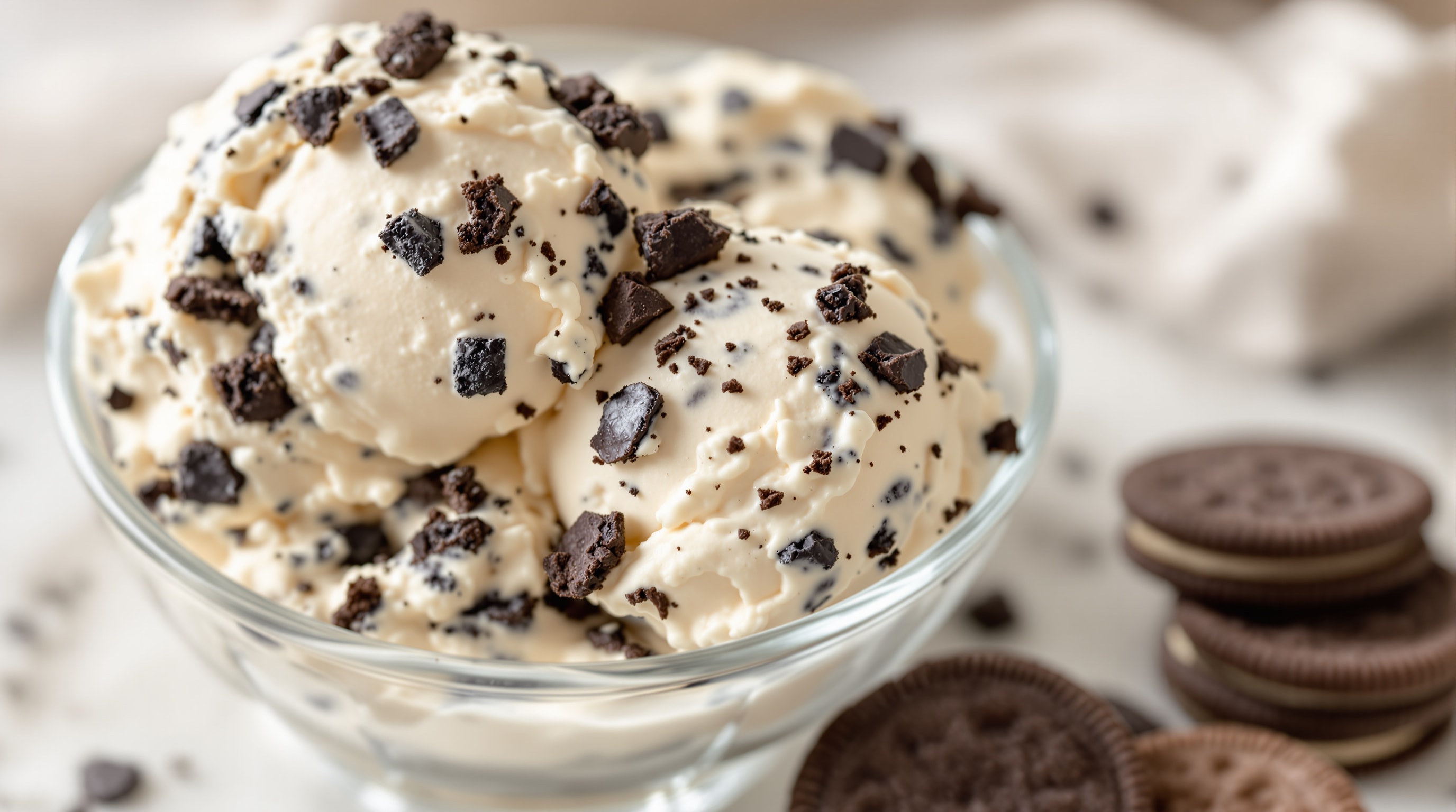 Bowls of homemade cookies-and-cream ice cream